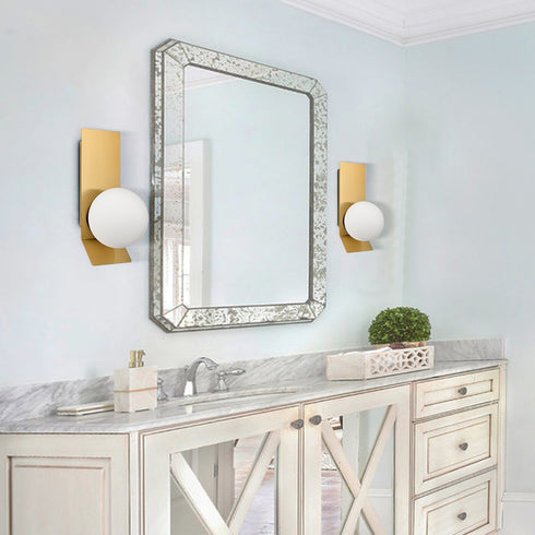 Mid-century Opal Globe Sconce Wall Light