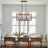 6-Light Wood Pendant Chandelier for Dining Room Rust Brown