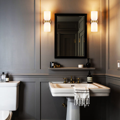 Modern Gold Wall Sconce with Milky Glass Shades Dimmable