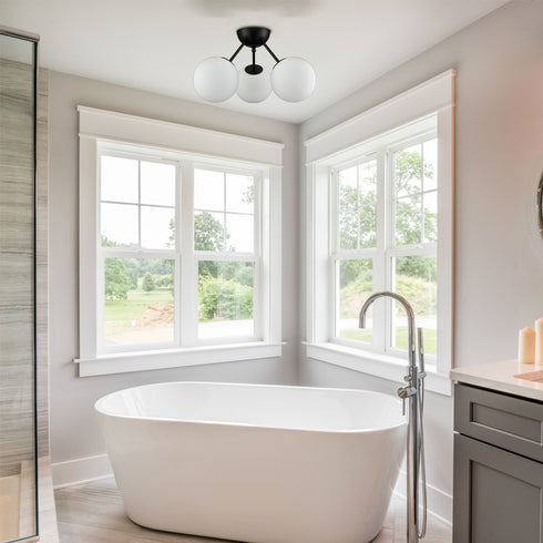 Globe Sputnik Chandelier Black Ceiling Light- 3 Light