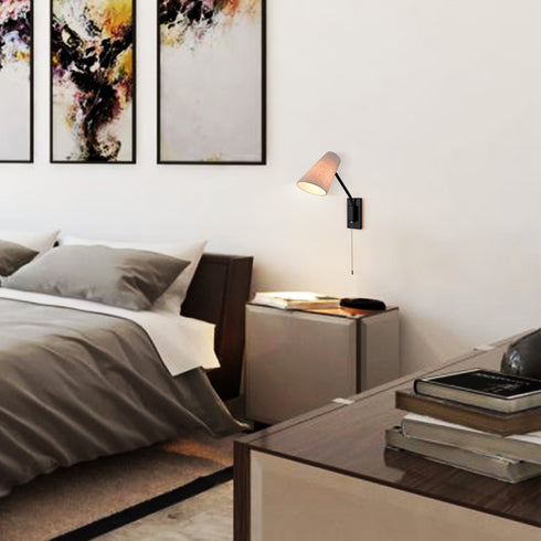 Modern Plug-in Wall Light Black Swing Arm Wall Lamp