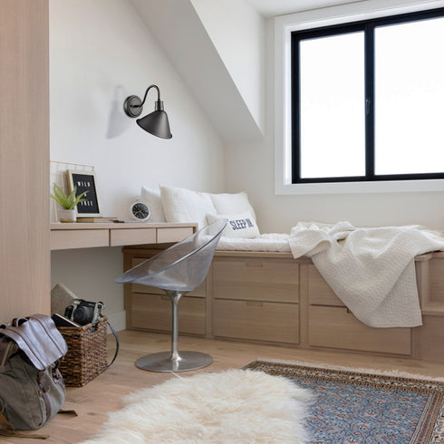 Industrial Gooseneck Wall Sconces Antique Black Barn Light Set of 2