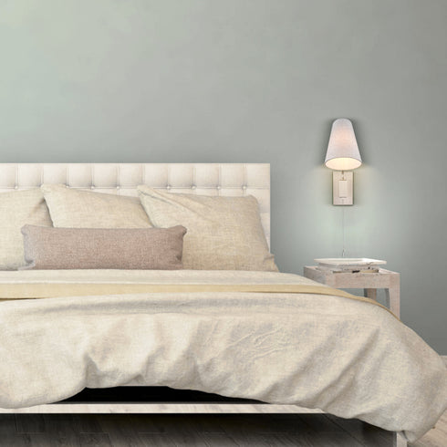 Modern Plug-in Wall Light Brushed Nickel Swing Arm Wall Lamp