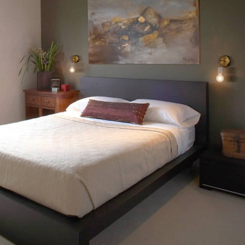 Set of 2 Brushed Brass Metal with White Marble Wall Light Fixture for Bedroom