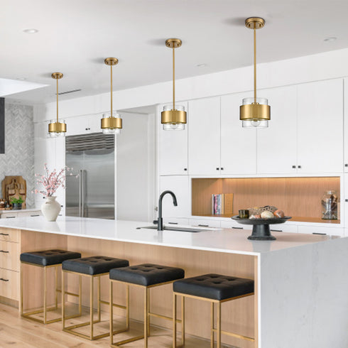 Modern Brass Kitchen Pendant Light Rod Hanging Light Fixture