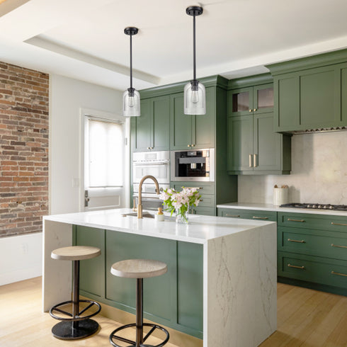 Black Farmhouse Mini Pendant Light with Clear Bell Shades