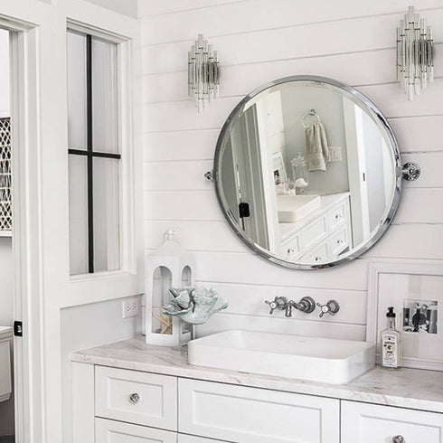 Crystal Wall Sconce Lighting for Bathroom in Black Finish