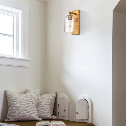 Modern Brass Wall Sconces Double Glass Shade Wall Light