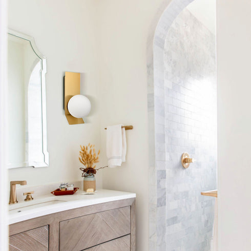 Mid-century Opal Globe Sconce Wall Light