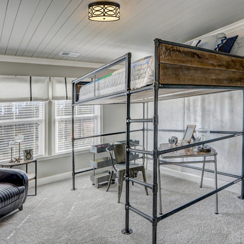 Modern Dimmable LED Flush Mount Ceiling Light Black Linen Drum Shade