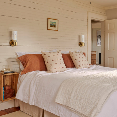 Modern Wall Sconce Light Brass Vanity Light with Crackle Glass