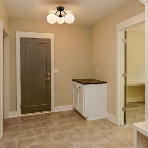 Globe Sputnik Chandelier Black Ceiling Light- 3 Light