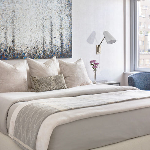 Modern Plug-in Wall Light Brushed Nickel Swing Arm Wall Lamp