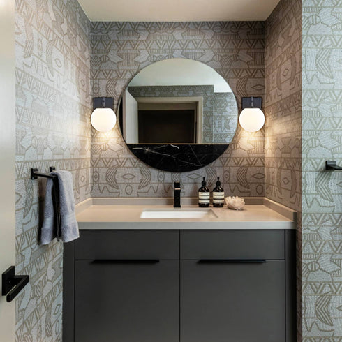 Modern Black Globe Sconce - 2 Light