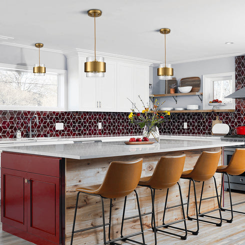 Modern Brass Kitchen Pendant Light Adjustable Hanging Light