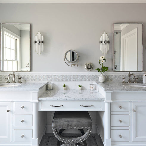 Modern Glass Rod Wall Sconces Titanium Black Finish Set of 2