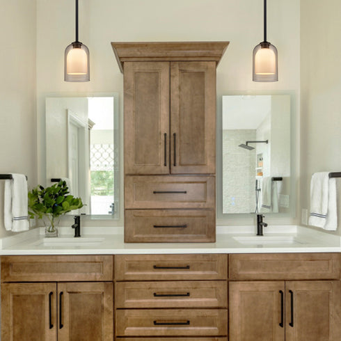 Modern Farmhouse Mini Pendant Light Double Bell Glass Shades