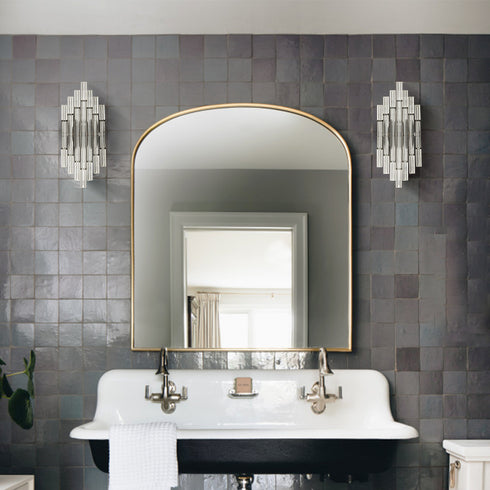 Crystal Wall Sconce Lighting for Bathroom in Black Finish