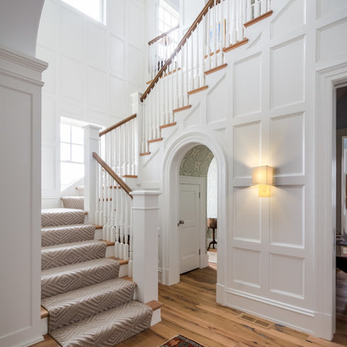 Modern Wall Lamp Brass Finish with White Fabric Shade Bedside