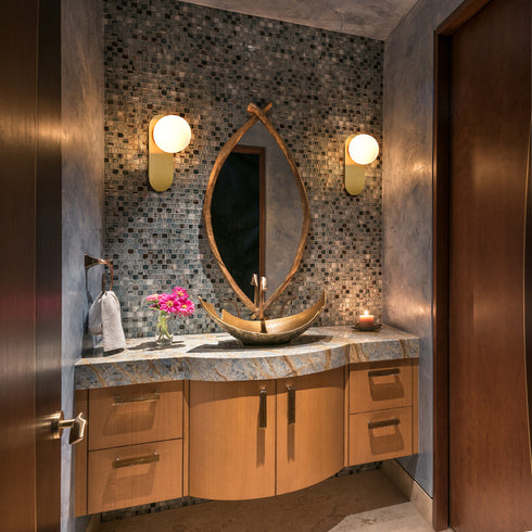 Modern Brass Globe Wall Light Sconce with Opal Glass Shade