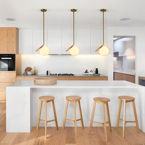 Modern Mini Gold Pendant Light with Milk Glass Globe