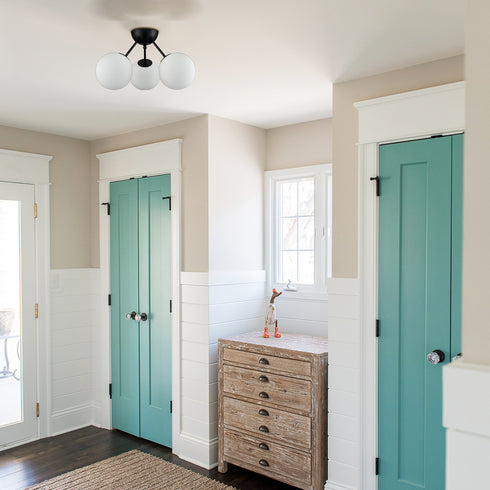 Globe Sputnik Chandelier Black Ceiling Light- 3 Light