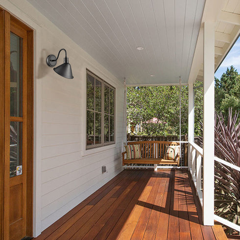 Industrial Gooseneck Wall Sconces Antique Black Barn Light Set of 2