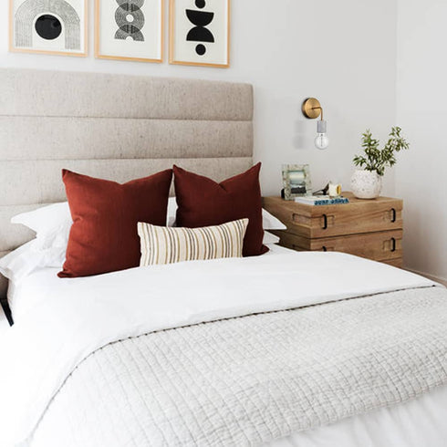 Set of 2 Brushed Brass Metal with White Marble Wall Light Fixture for Bedroom