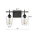 2-Light Bathroom Vanity Lighting Clear Glass Wall Sconces Matte Black
