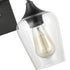 2-Light Bathroom Vanity Lighting Clear Glass Wall Sconces Matte Black