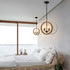 2-Light Farmhouse Chandelier Globe Wood Pendant Light