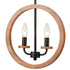 2-Light Farmhouse Chandelier Globe Wood Pendant Light