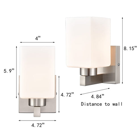2-Pack Brushed Nickel Wall Sconce Modern Bathroom Vanity Light