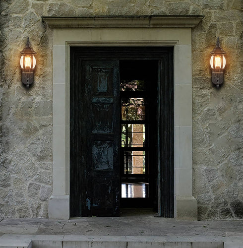 2-Pack Industrial Wall Light Waterproof Exterior Sconce Matte Black