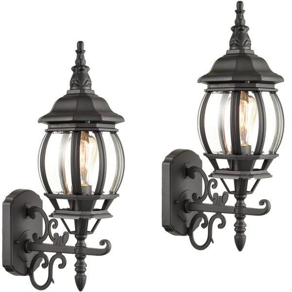 2-Pack Industrial Wall Light Waterproof Exterior Sconce Matte Black