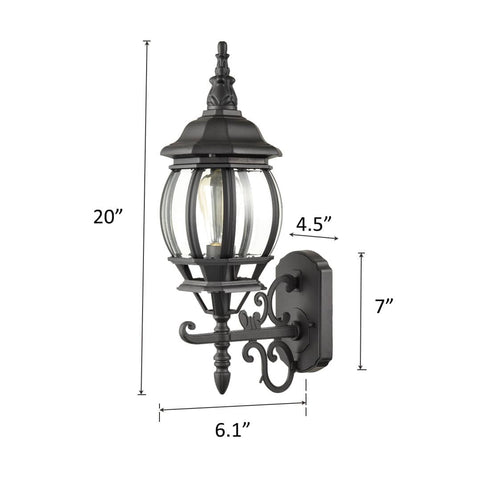 2-Pack Industrial Wall Light Waterproof Exterior Sconce Matte Black