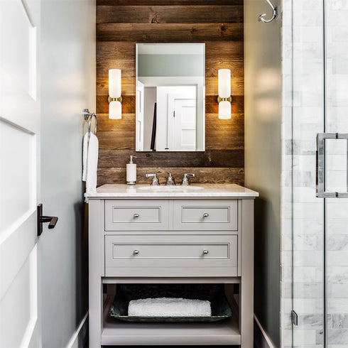 Venice 2-Pack Modern Gold Wall Sconces 2-Light Vanity Light,Milky White Glass