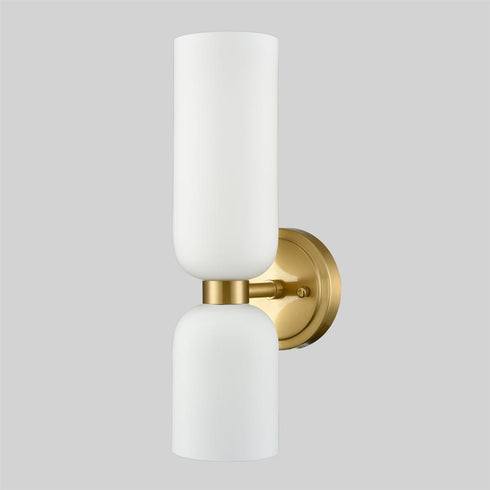 Venice 2-Pack Modern Gold Wall Sconces 2-Light Vanity Light,Milky White Glass