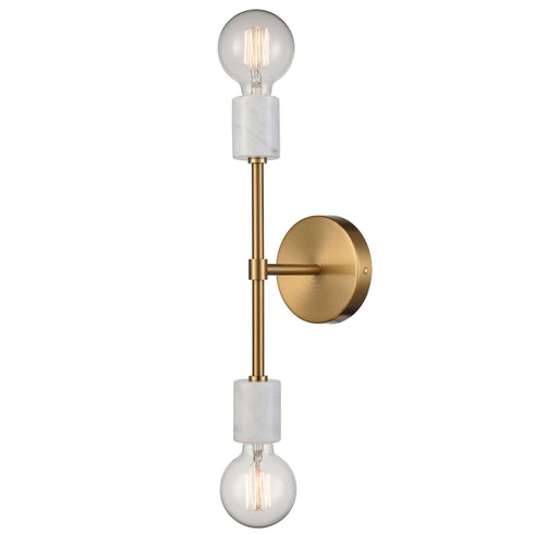 2-light Brushed Brass Vintage Wall Light Fixture for Bedroom