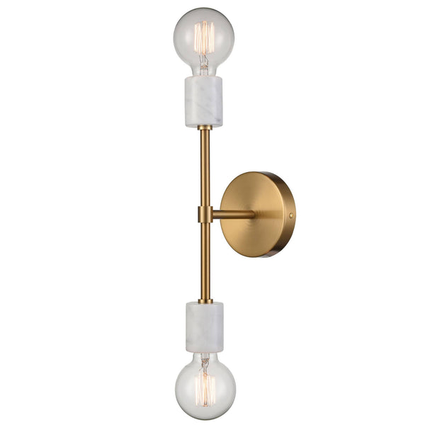 2-light Brushed Brass Vintage Wall Light Fixture for Bedroom