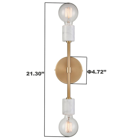 2-light Brushed Brass Vintage Wall Light Fixture for Bedroom