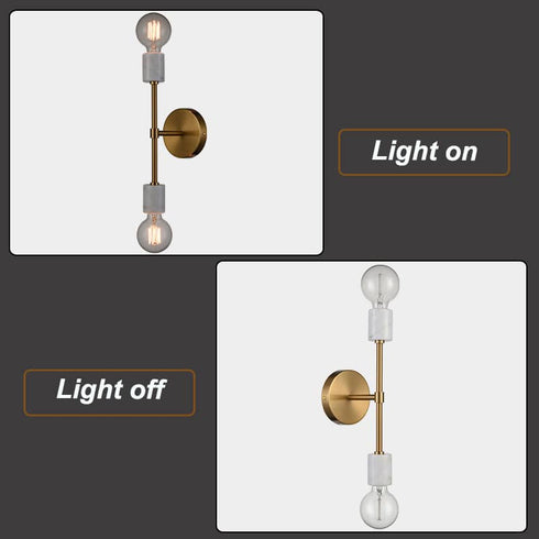 2-light Brushed Brass Vintage Wall Light Fixture for Bedroom