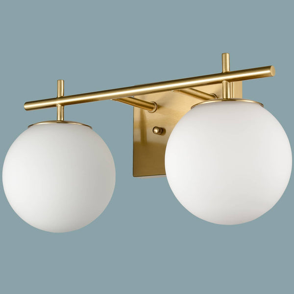 Modern Two Globe Vanity Light Milky Glass