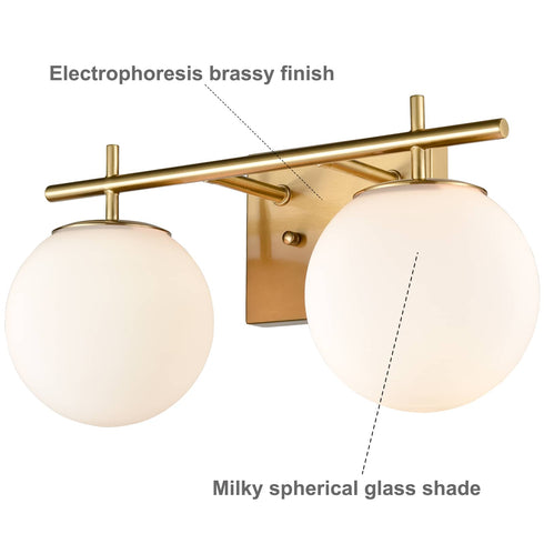 Modern Two Globe Vanity Light Milky Glass