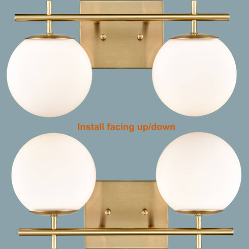 Modern Two Globe Vanity Light Milky Glass