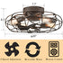 20 Inches Rust Caged Ceiling Fans with Lights Flush Mount Remote Control