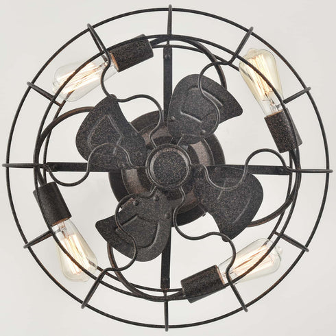 20 Inches Rust Caged Ceiling Fans with Lights Flush Mount Remote Control