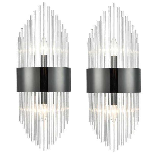 Mid-Century Elegant Glass Rod Wall Sconces Lighting Set of 2