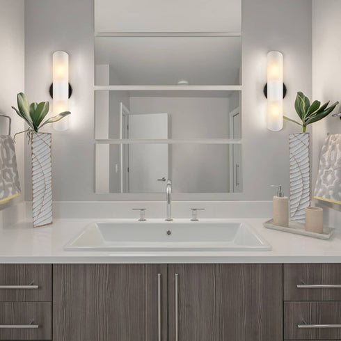 Modern Bathroom Sconce Cylinder Fixture Set of Two, Black