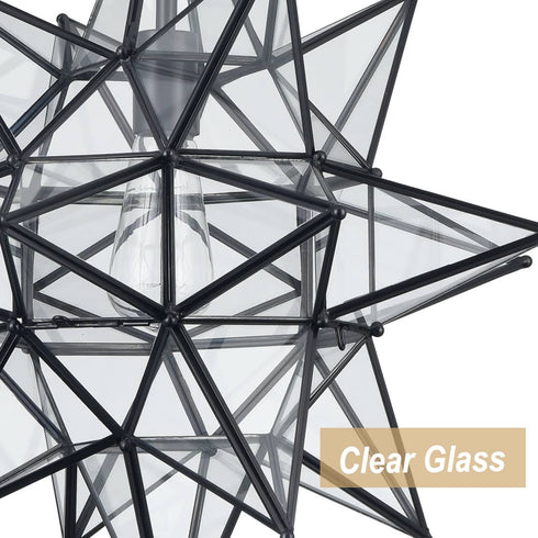 Boho Moravian Star Pendant Light 20 Inch Large Black Hanging Light